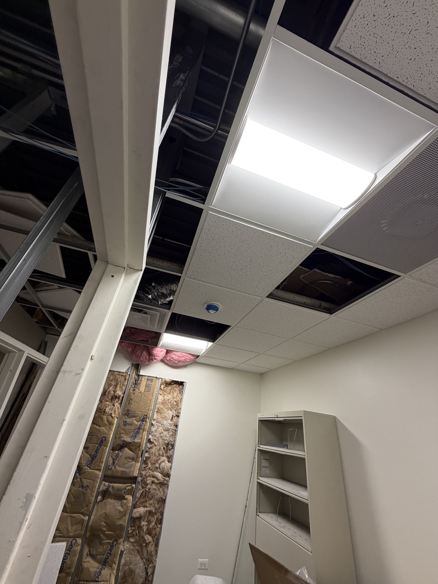 2x2 fixture during a ceiling install