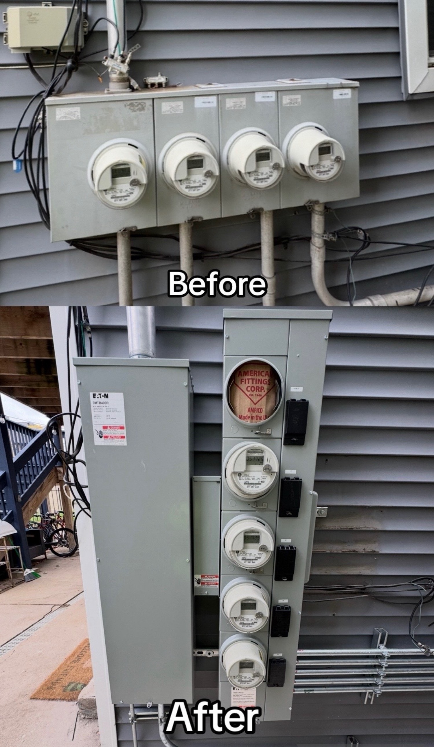 Meter stack before and after service work